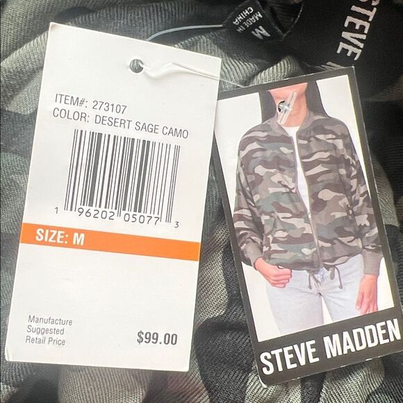 Steve Madden Green Desert Sage Camouflage Full Zip Jacket Size Medium NWT - Picture 9 of 9